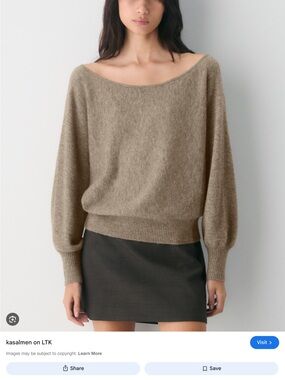 Aritzia Off-the-Shoulder rhoda Sweater in Taupe